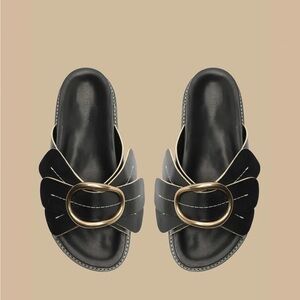 FARM Rio Black Floral Slide Sandals